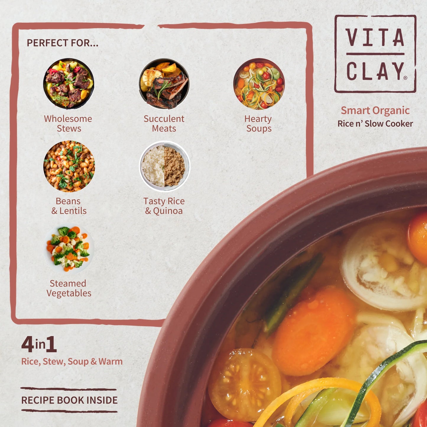 VF7700 VITACLAY 四合一有机米饭慢炖锅（陶罐款）